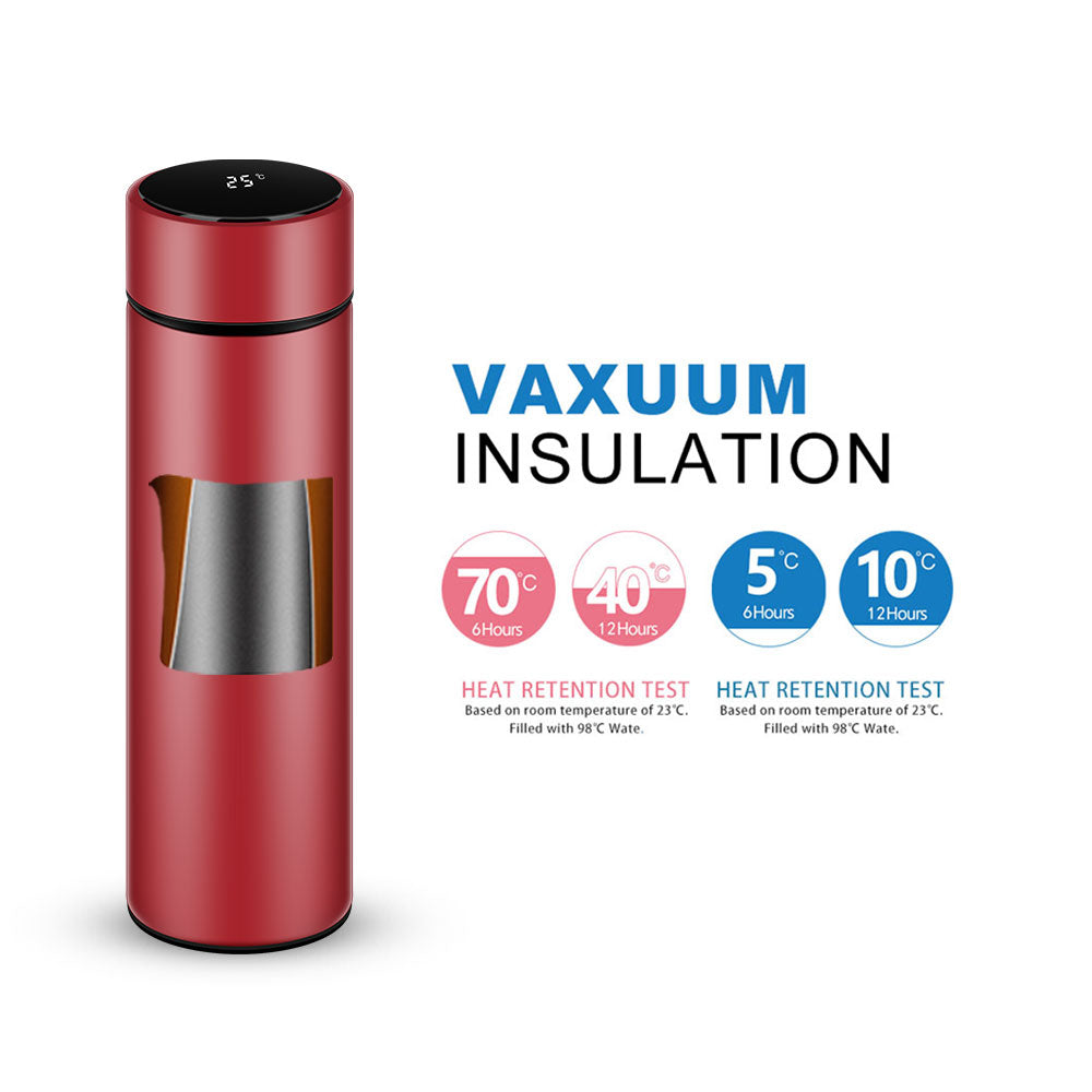500ml Matte Black Double Wall Intelligent Thermos Stainless Steel Vacuum Insulated Smart Water Bottle