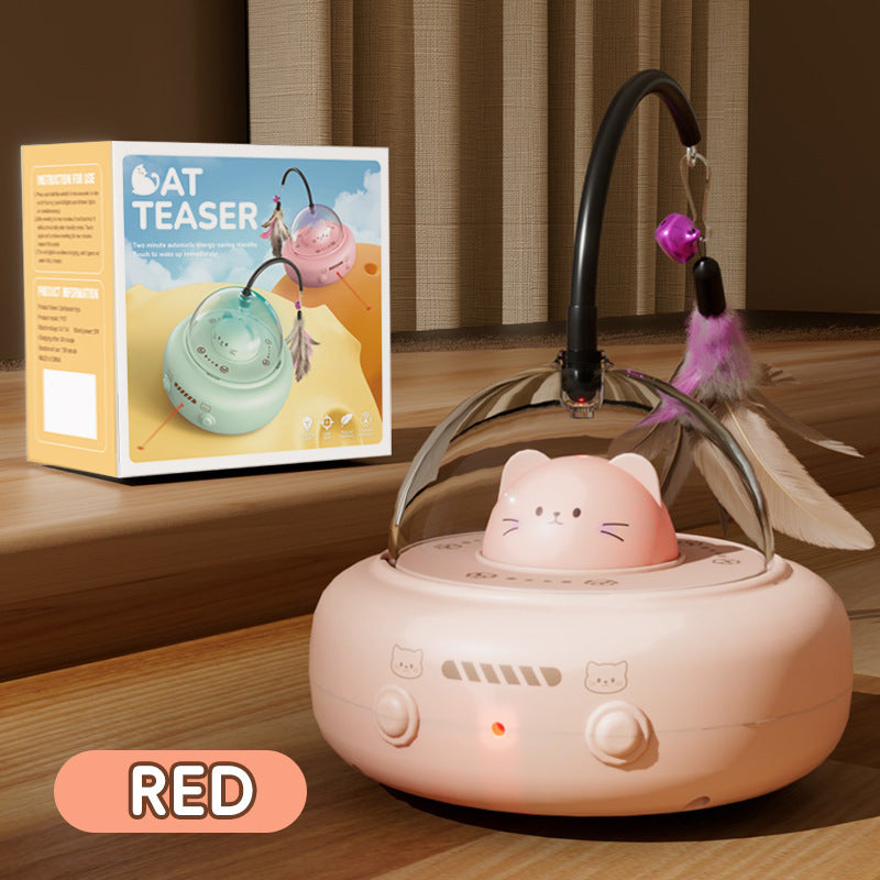 Smart Cat Toy + Automatic Laser & Feather Teaser + USB Rechargeable for Indoor Play