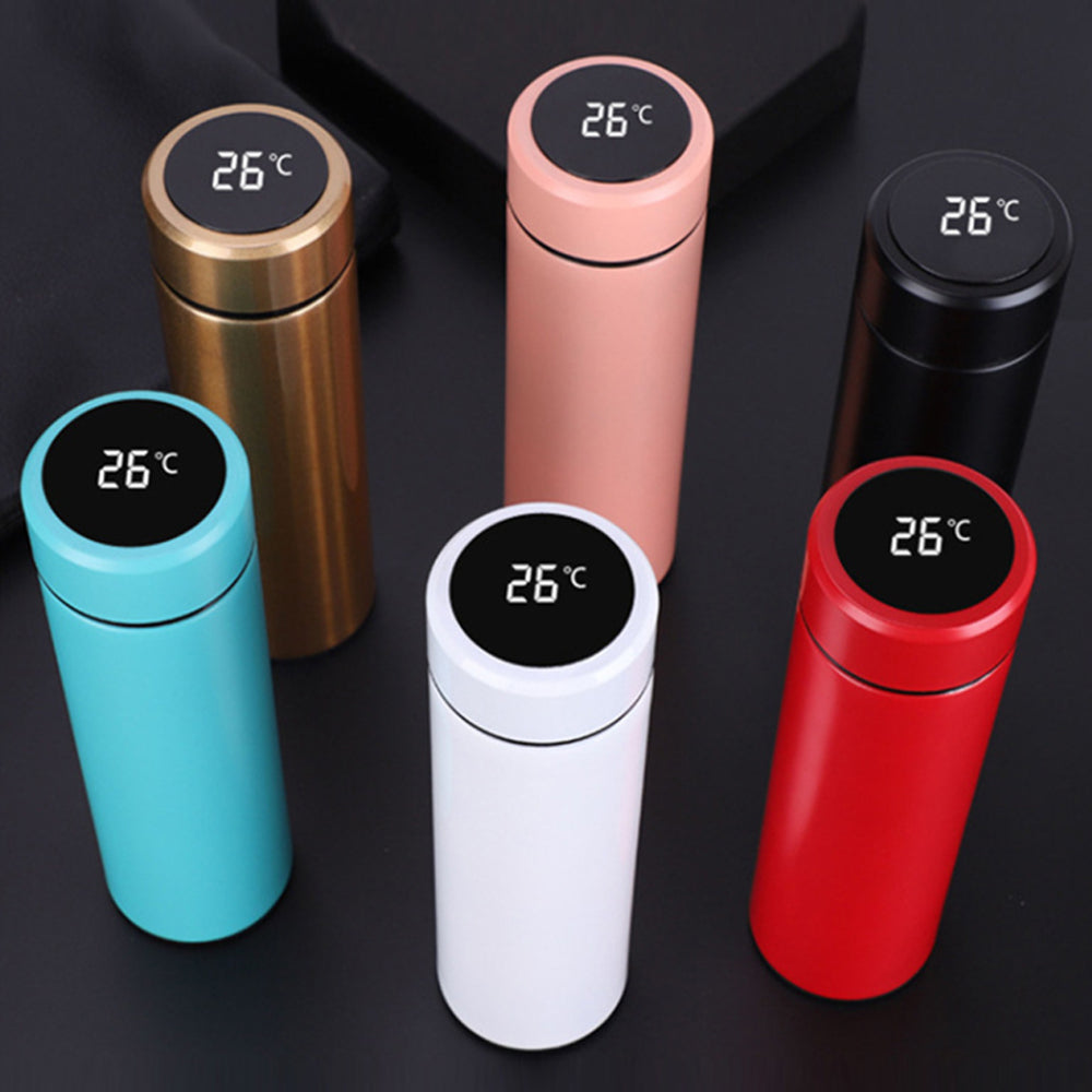 500ml Matte Black Double Wall Intelligent Thermos Stainless Steel Vacuum Insulated Smart Water Bottle