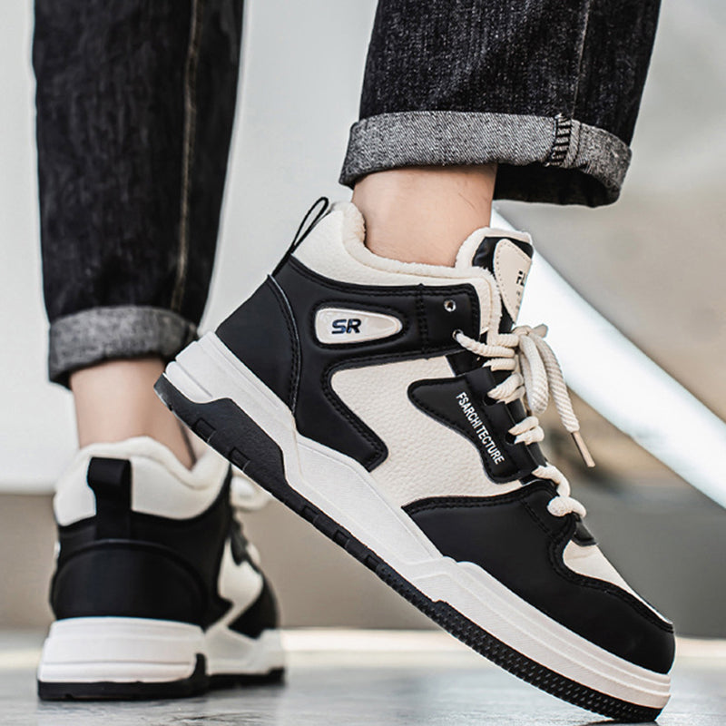 New High-top Thickened Warm White Sneakers Trendy and Versatile with Thick-soled Sports Design