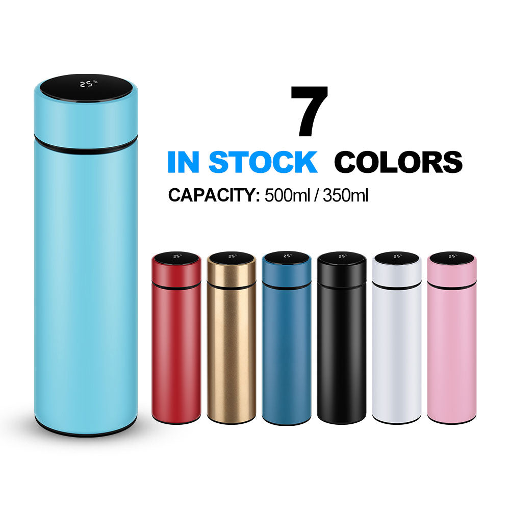 500ml Matte Black Double Wall Intelligent Thermos Stainless Steel Vacuum Insulated Smart Water Bottle