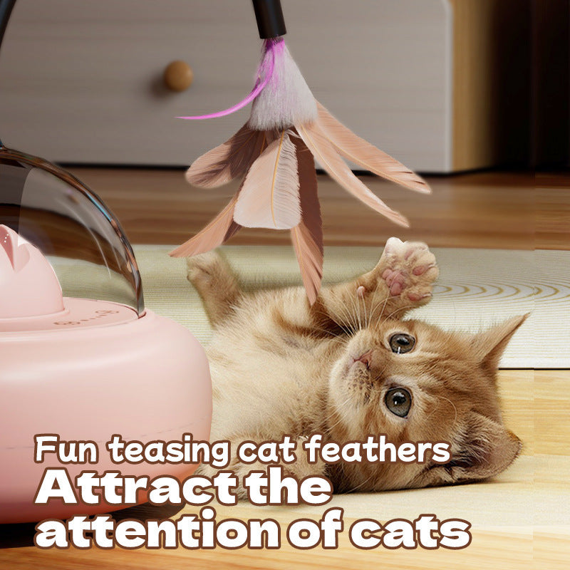 Smart Cat Toy + Automatic Laser & Feather Teaser + USB Rechargeable for Indoor Play