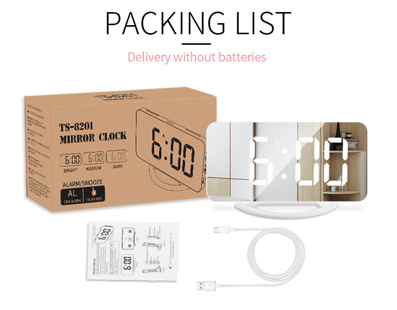 Modern LED Digital Alarm Desk Clock with USB Charging and Backlight Function Plastic Material Household Use