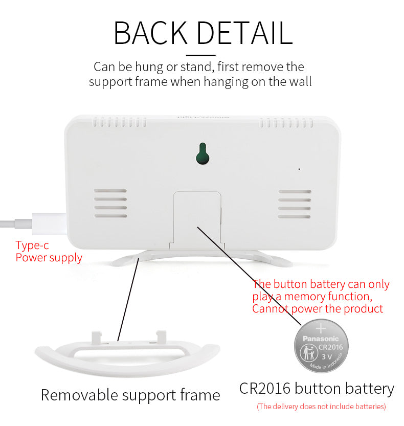 Modern LED Digital Alarm Desk Clock with USB Charging and Backlight Function Plastic Material Household Use