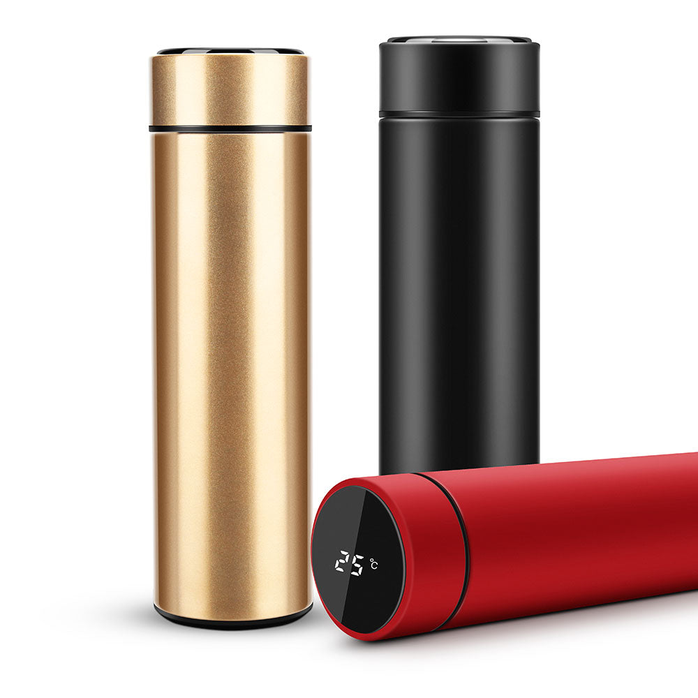 500ml Matte Black Double Wall Intelligent Thermos Stainless Steel Vacuum Insulated Smart Water Bottle